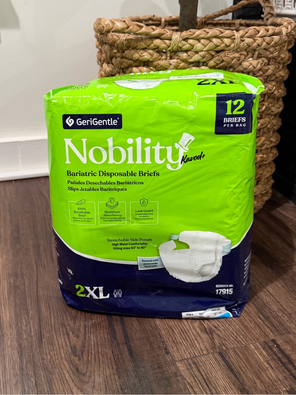 Nobility 2xl Adult Diapers Women and Men, Bariatric Disposable Brief, 12 Count